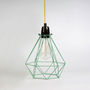 Lámpara colgante-Filament Style-DIAMOND 1 - Suspension Menthe câble Jaune Ø18cm |